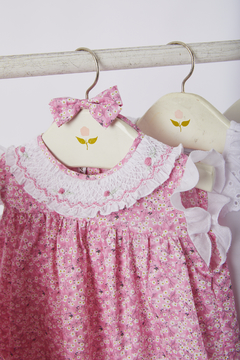 VESTIDO CUELLO SMOCK LIBERTY ROSA