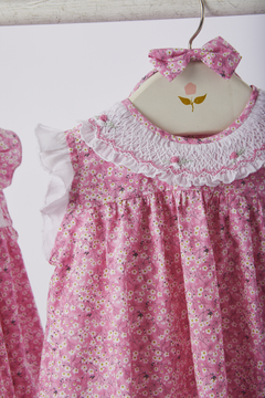 VESTIDO CUELLO SMOCK LIBERTY ROSA - tienda online