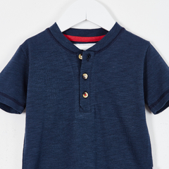 REMERA M/CORTA CUELLO MAO FLAME AZUL - Petit Enfant Ropa de bebes