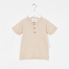 REMERA M/CORTA CUELLO MAO FLAME BEIGE