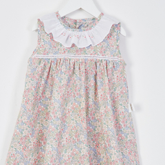 VESTIDO CUELLO VOLADO LIBERTY ROSA BB - comprar online