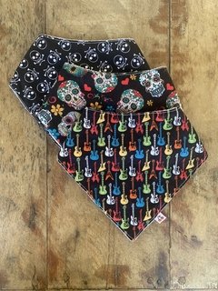 Trio Babador Bandana Impermeável - Caveira + Caveira Mexicana + Guitarras