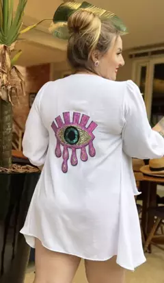 KIMONO BRANCO OLHO ROSA LD