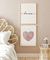 Conjunto 2 Quadros Decorativos Poster Love + Coração Geométrico Rosé