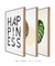 Conjunto 3 Quadros Decorativos Fundo Branco - Folhas + Costela Adão + Frase Happiness - loja online