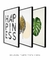 Conjunto 3 Quadros Decorativos Fundo Branco - Folhas + Costela Adão + Frase Happiness - comprar online