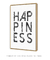Quadro Decorativo Poster Frase Happiness - Felicidade, Minimalista, Preto e Branco