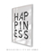 Quadro Decorativo Poster Frase Happiness - Felicidade, Minimalista, Preto e Branco - comprar online