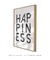 Quadro Decorativo Poster Frase Happiness - Felicidade, Minimalista, Preto e Branco