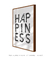 Quadro Decorativo Poster Frase Happiness - Felicidade, Minimalista, Preto e Branco na internet