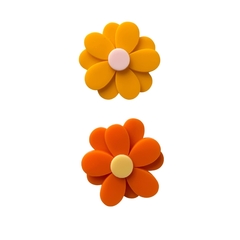 APLIQUE FLOR DUPLA CORES FORTES ADL - 3,5CM - AMARELO E LARANJA - 2 UNIDADES