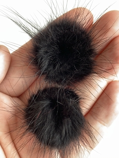 POMPOM RETO PÊLO PRETO- 2 UNIDADES - 2,5CM