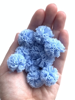 POMPOM TULE -AZUL BEBÊ - 2,5CM - 10 UNIDADES na internet