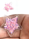 APLIQUE ESTRELA MINI TRANSPARENTE ROSA BEBÊ - 2 UNIDADES