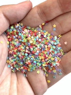 APLIQUE CONFETE GLITTER MINI ESTRELAS COLORIDAS - 10 GRAMAS - comprar online