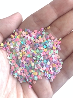 APLIQUE CONFETE GLITTER MINI CORAÇÃO CANDY - 10 GRAMAS