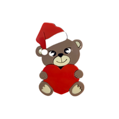 APLIQUE URSO CORAÇÃO NATAL BIG ACRÍLICO ADL - 7CM - COLEÇÃO 2023 - 1 UNIDADE