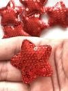 APLIQUE ESTRELA MINI PAETÊ VERMELHO - 2 UNIDADES