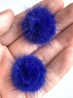 POMPOM RETO PÊLO AZUL ROYAL - 2 UNIDADES - 2,5CM