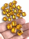 APLIQUE PEDRA OCTAGONAL AMARELO OURO (12MM) - 5 UNIDADES