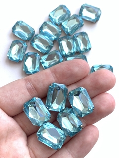 APLIQUE PEDRA OCTAGONAL AZUL CLARO (17MM) - 5 UNIDADES