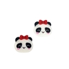 APLIQUE PANDA LAÇO VERMELHO ACRÍLICO GLITTER - 2 UNIDADES