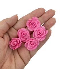 APLIQUE FLOR TECIDO ROSA CHICLETE - 5 UNIDADES - comprar online