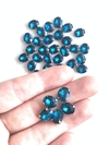 APLIQUE PEDRA OVAL AZUL PETRÓLEO (10MM) - 5 UNIDADES