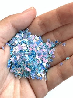 APLIQUE CONFETE GLITTER ESTRELA AZUL - 10 GRAMAS - comprar online