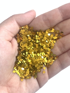 APLIQUE CONFETE GLITTER MINI CORAÇÃO DOURADO - 10 GRAMAS