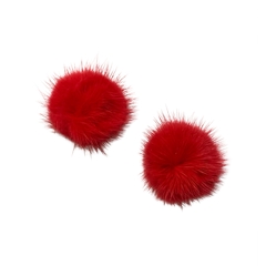 POMPOM RETO PÊLO VERMELHO - 2 UNIDADES - 2,5CM