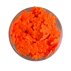 APLIQUE FLOR MARGARIDA TECIDO LARANJA NEON - 50 UNIDADES