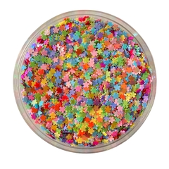 APLIQUE CONFETE GLITTER MINI FLOR CORES FORTES - 10 GRAMAS