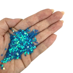 APLIQUE CONFETE GLITTER MINI CORAÇÃO AZUL 2 - 10 GRAMAS - comprar online