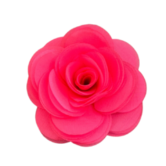 FLOR DELICADA ROSA NEON ORGANZA - 5CM - 1 UNIDADE