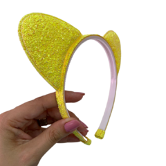 KIT TIARA ORELHA GLITTER AMARELO NEON VERÃO - 1 UNIDADE - comprar online