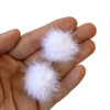 POMPOM RETO PÊLO BRANCO - 2,5CM - 2 UNIDADES