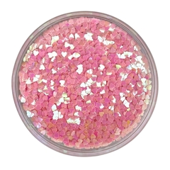 APLIQUE CONFETE GLITTER CORAÇÃO ROSA BEBÊ M - 10 GRAMAS