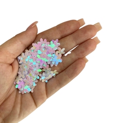 APLIQUE CONFETE GLITTER FLOR BRANCA - 10 GRAMAS - comprar online