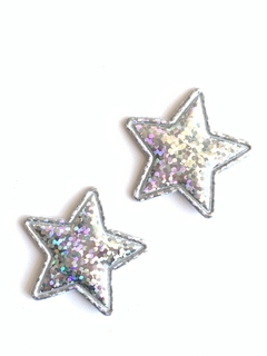 APLIQUE ESTRELA PATCH HOLOGRÁFICA PRATA - 2 UNIDADES