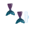 APLIQUE CAUDA SEREIA RESINA GLITTER - LILÁS E AZUL - 4CM - 2 UNIDADES