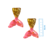 APLIQUE CAUDA SEREIA RESINA GLITTER - DOURADO E ROSA - 4CM - 2 UNIDADES