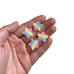 APLIQUE MINI ESTRELA COLORIDO RESINA - 1,5CM - 4 UNIDADES - comprar online