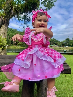 Vestido romper junino Ritinha rosa - Minifofurasbaby