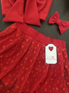 Conjunto Sara vermelho + laço na internet