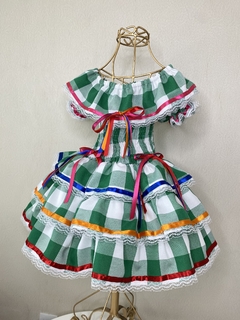 Vestido junino Jandira xd verde - comprar online