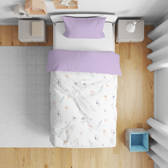 Set de cama plaza y media (REVERSIBLE BLANCO LISO PERCAL) (a pedido)