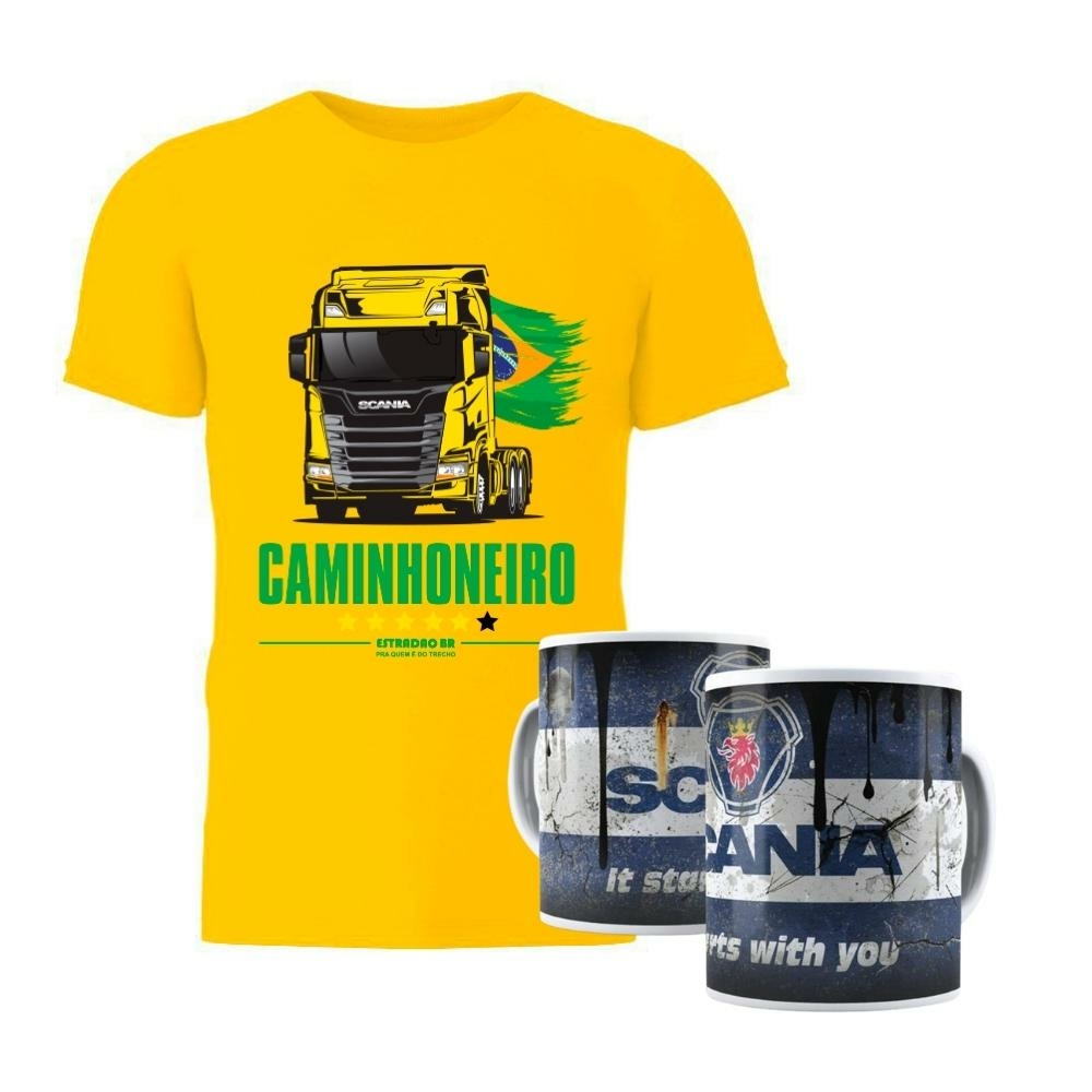 Camiseta Masculino Scania Arqueado Amarelo