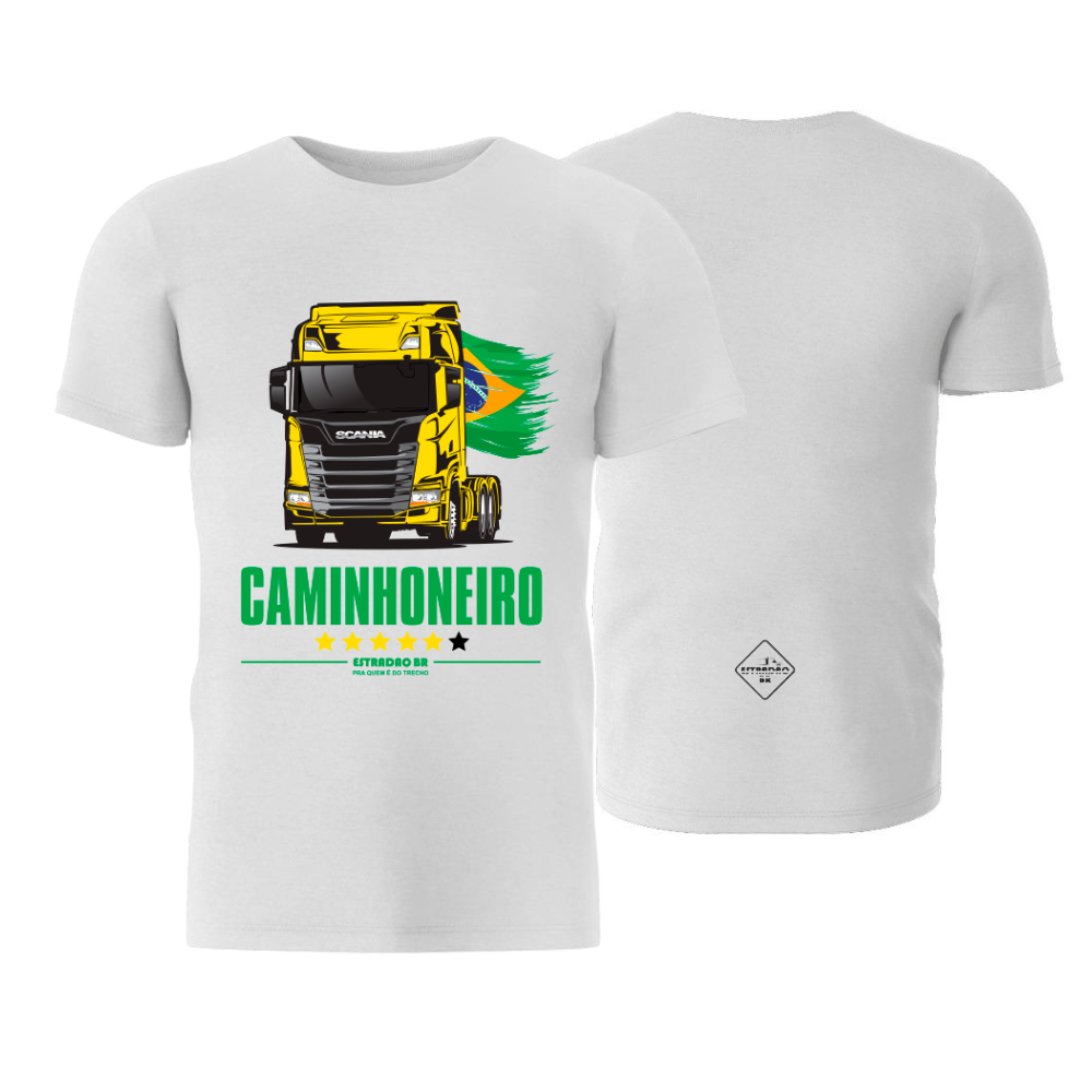 Camiseta Masculina Caminhão Scania Arqueado Amarelo