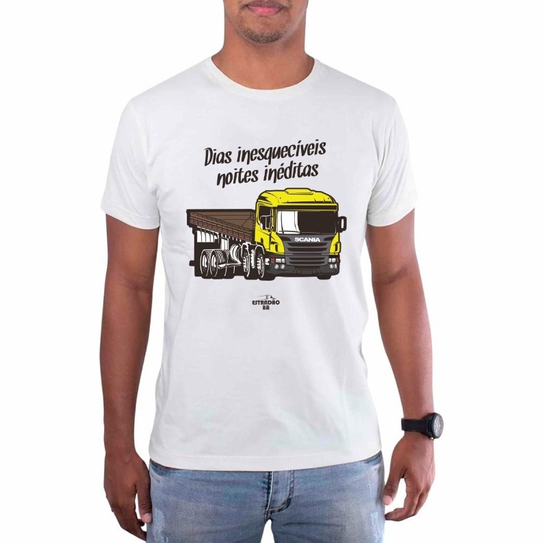 Camiseta Masculina Caminhão Scania Arqueado Amarelo